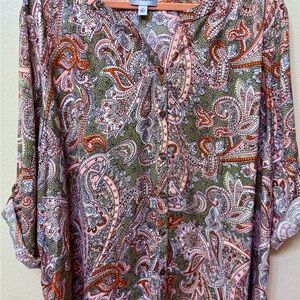 Catherines Purple and Pink Flutter Sleeve Blouse